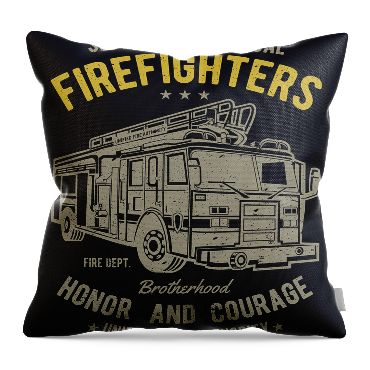 Firefighter Throw Pillow featuring the digital art Firefighter truck by Long Shot