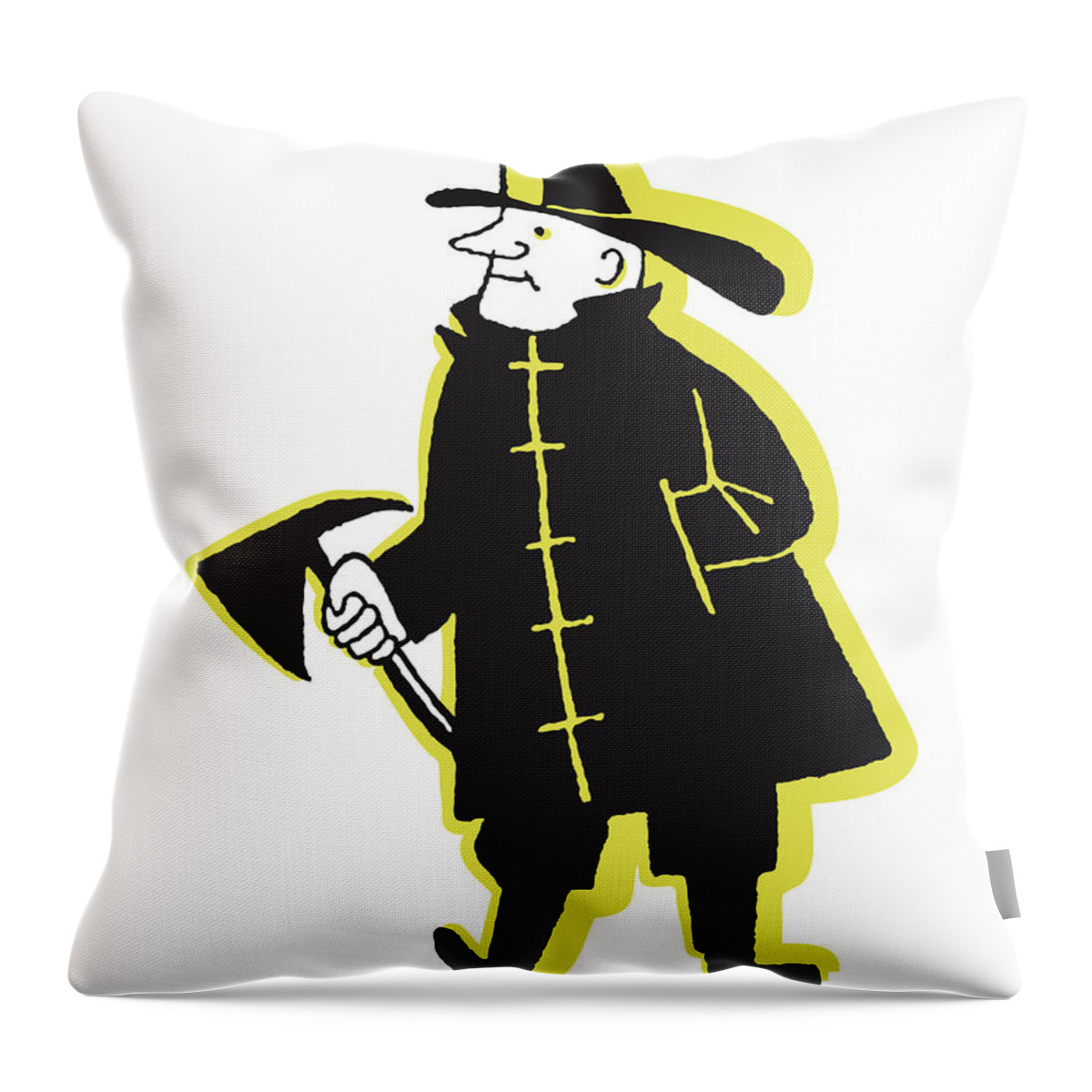 Accessories Throw Pillow featuring the drawing Firefighter with Axe by CSA Images