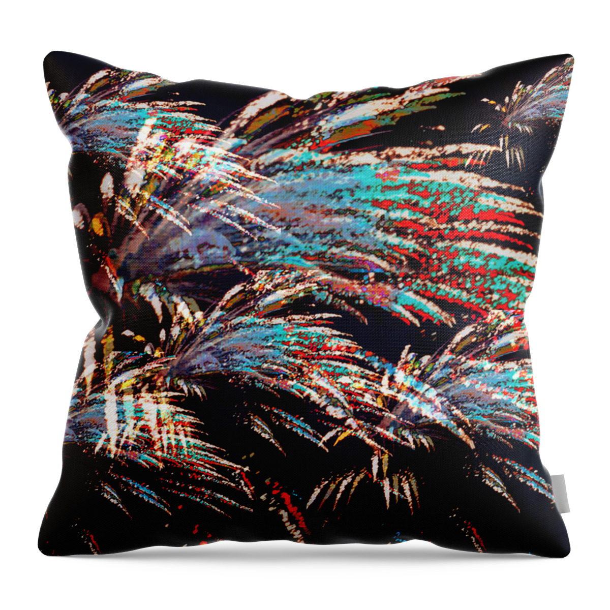 Patriotic Throw Pillow featuring the photograph Fireworks over Mt. Olivet Abstract Overlay by Mike McBrayer
