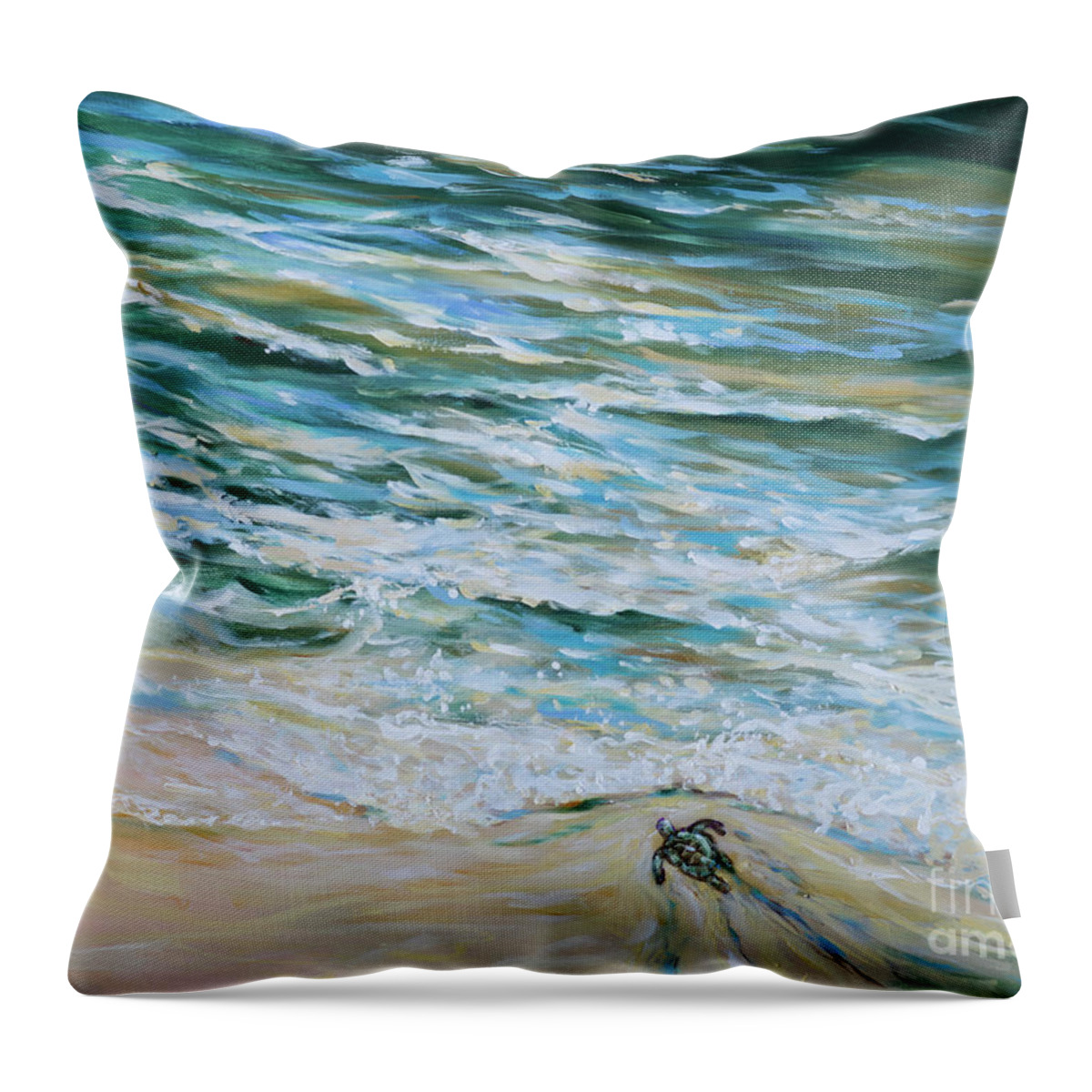  Throw Pillow featuring the painting First Plunge afternoon by Linda Olsen