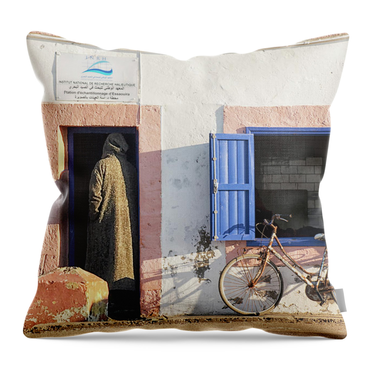 Essaouira Throw Pillow featuring the photograph Fisherman Enquiry by Jessica Levant