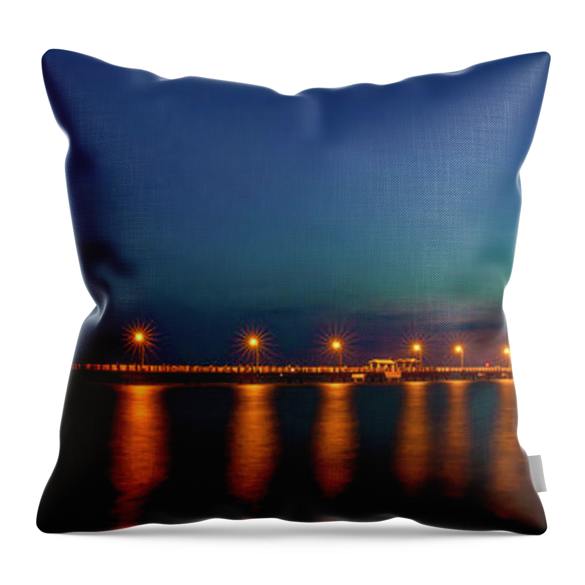 Photographs Throw Pillow featuring the photograph Fishing Pier At Twilight by Felix Lai