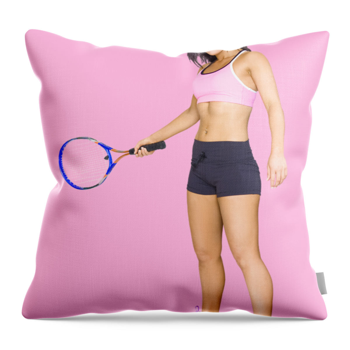 Tennis Throw Pillow featuring the photograph Fit Active Female Sports Person Playing Tennis by Jorgo Photography
