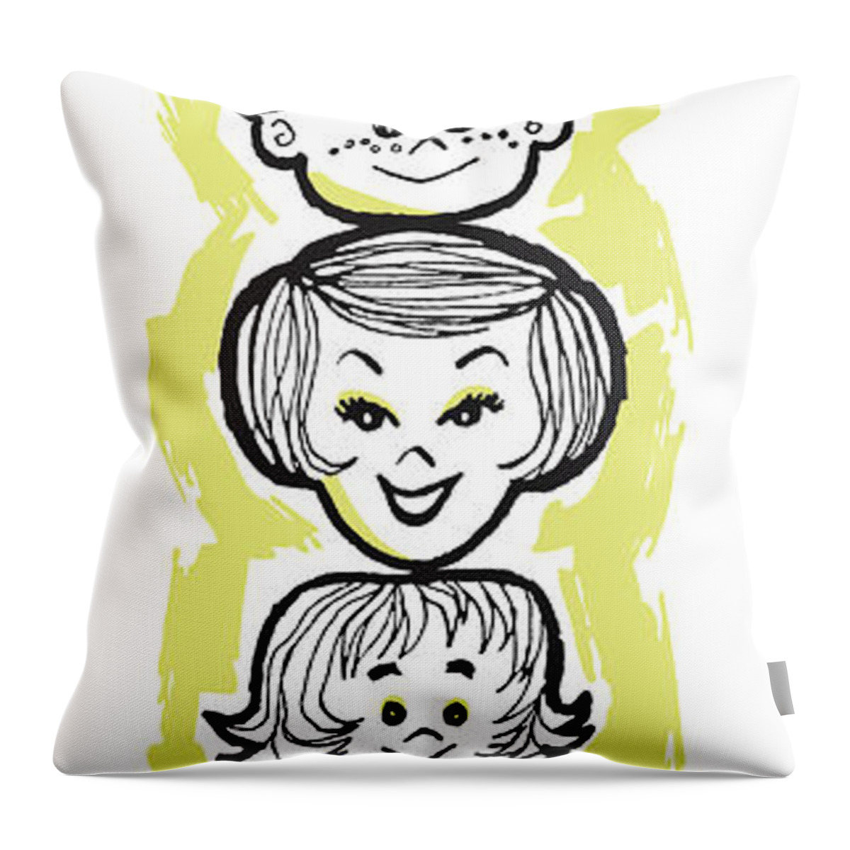 Adult Throw Pillow featuring the drawing Five Person Family by CSA Images