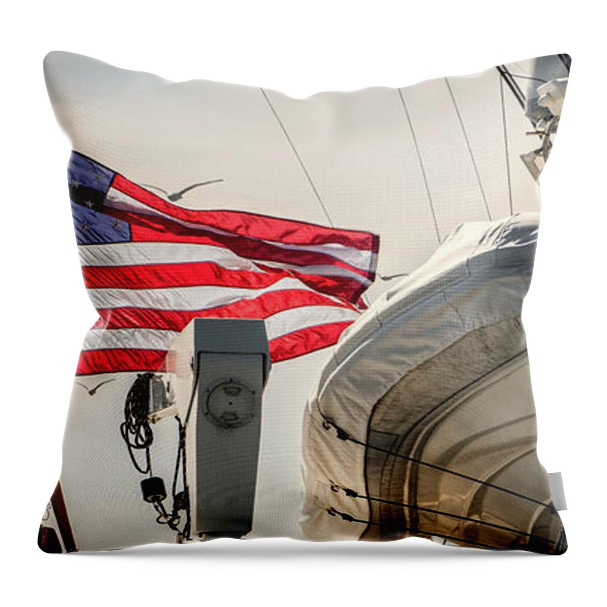 Boat Throw Pillow featuring the photograph Flags 4 by Bill Chizek