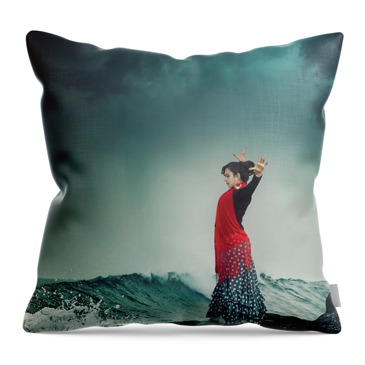 Kremsdorf Throw Pillow featuring the photograph Flamenco Infusion by Evelina Kremsdorf