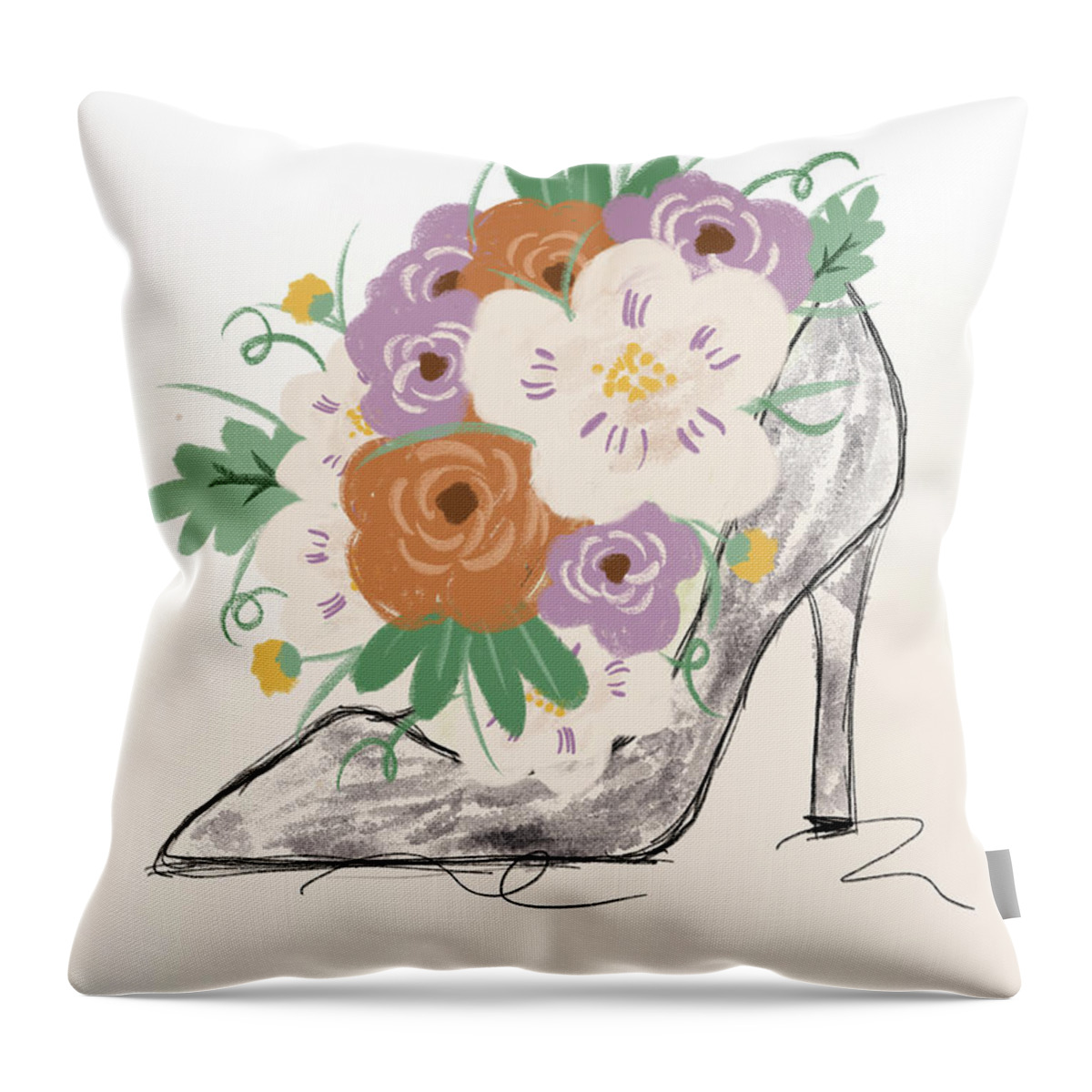 Floral Throw Pillow featuring the mixed media Floral Bloom Heel by Sundance Q