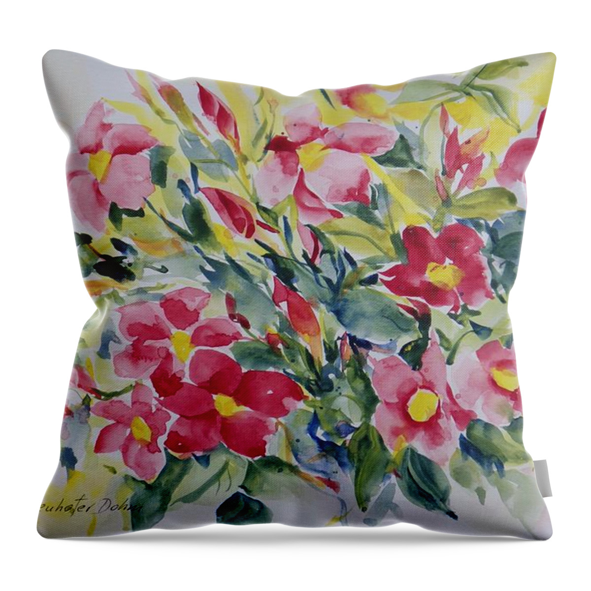 Flowers Throw Pillow featuring the painting Floral I by Ingrid Dohm
