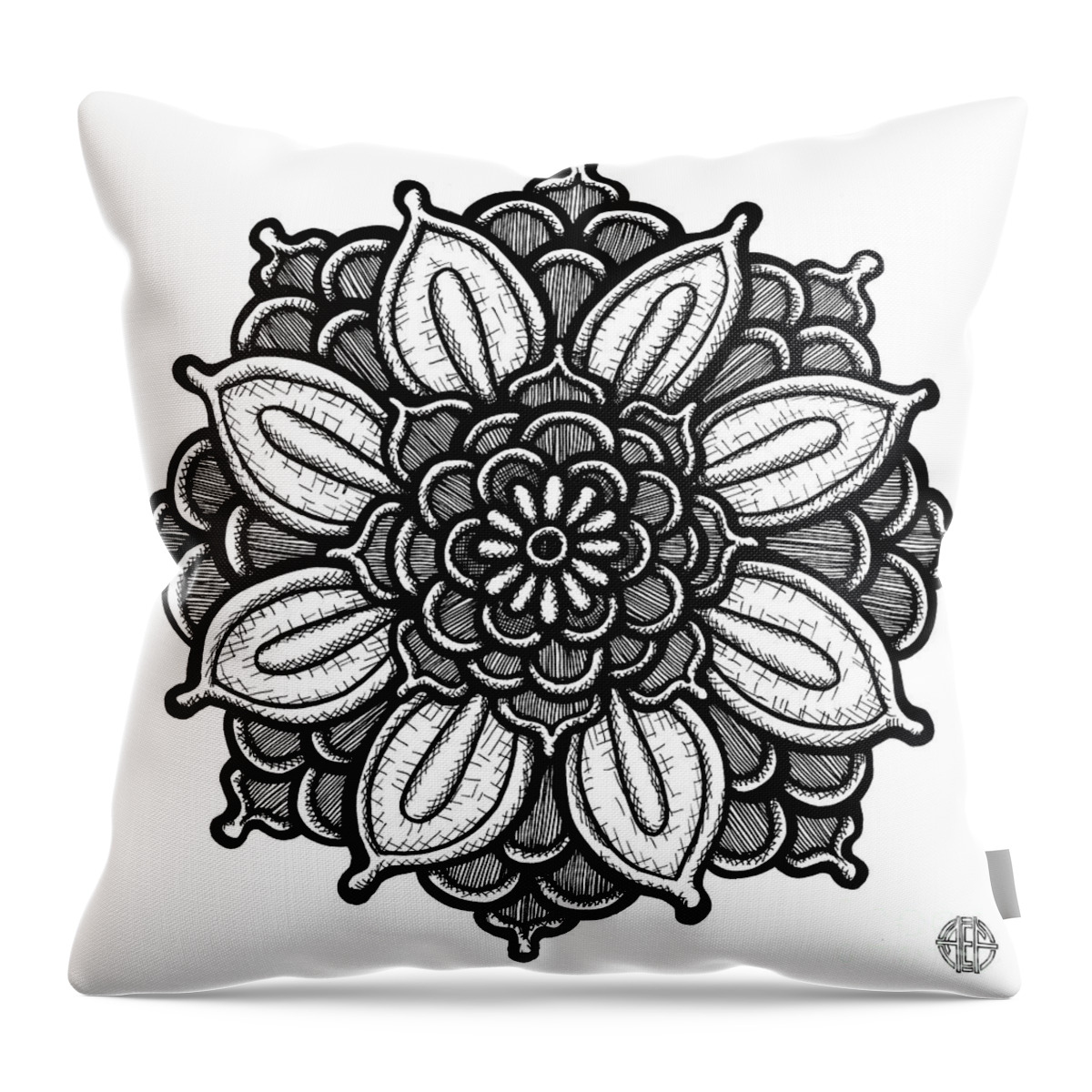Flower Throw Pillow featuring the drawing Floral Icon 34 by Amy E Fraser