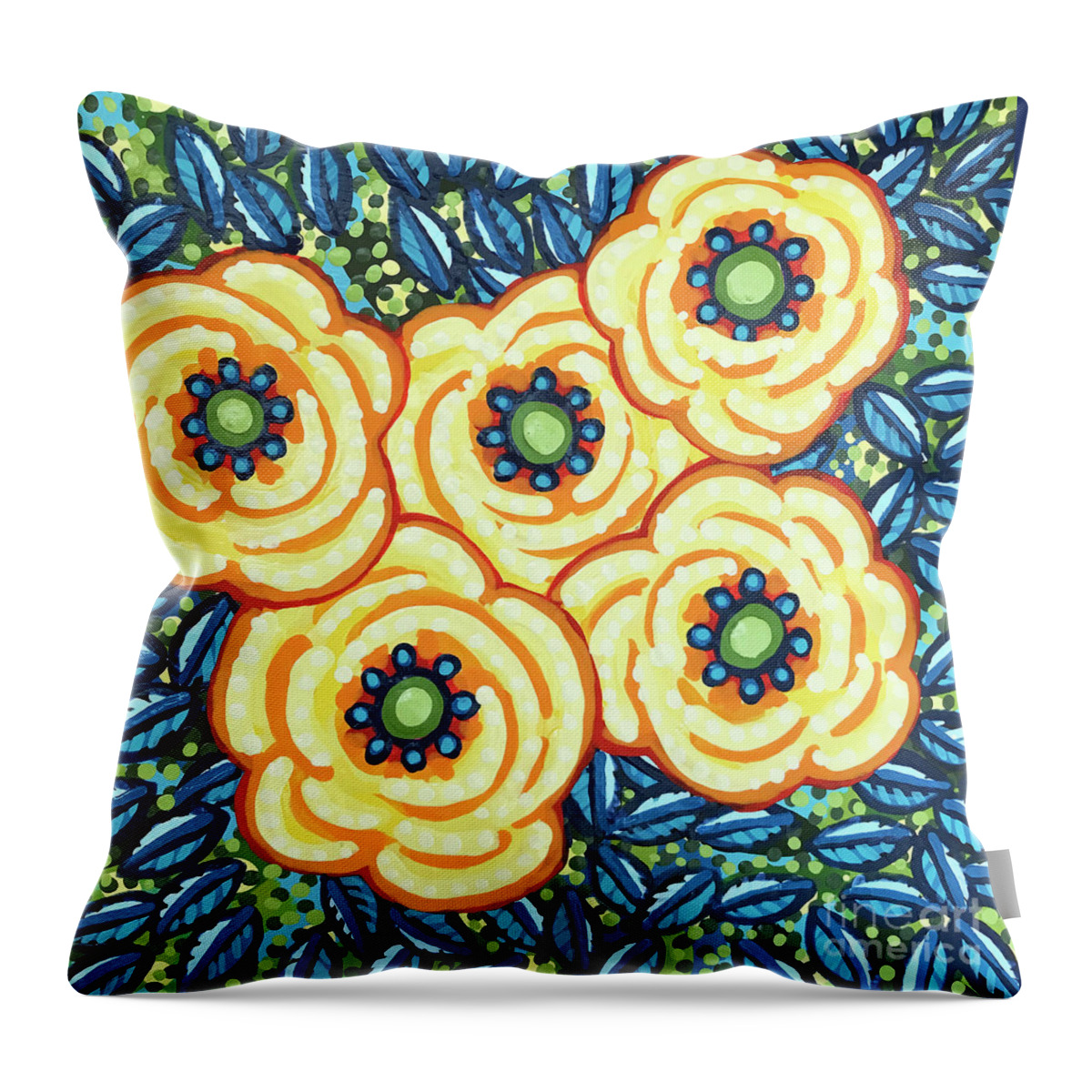 Floral Throw Pillow featuring the painting Floral Whimsy 7 by Amy E Fraser