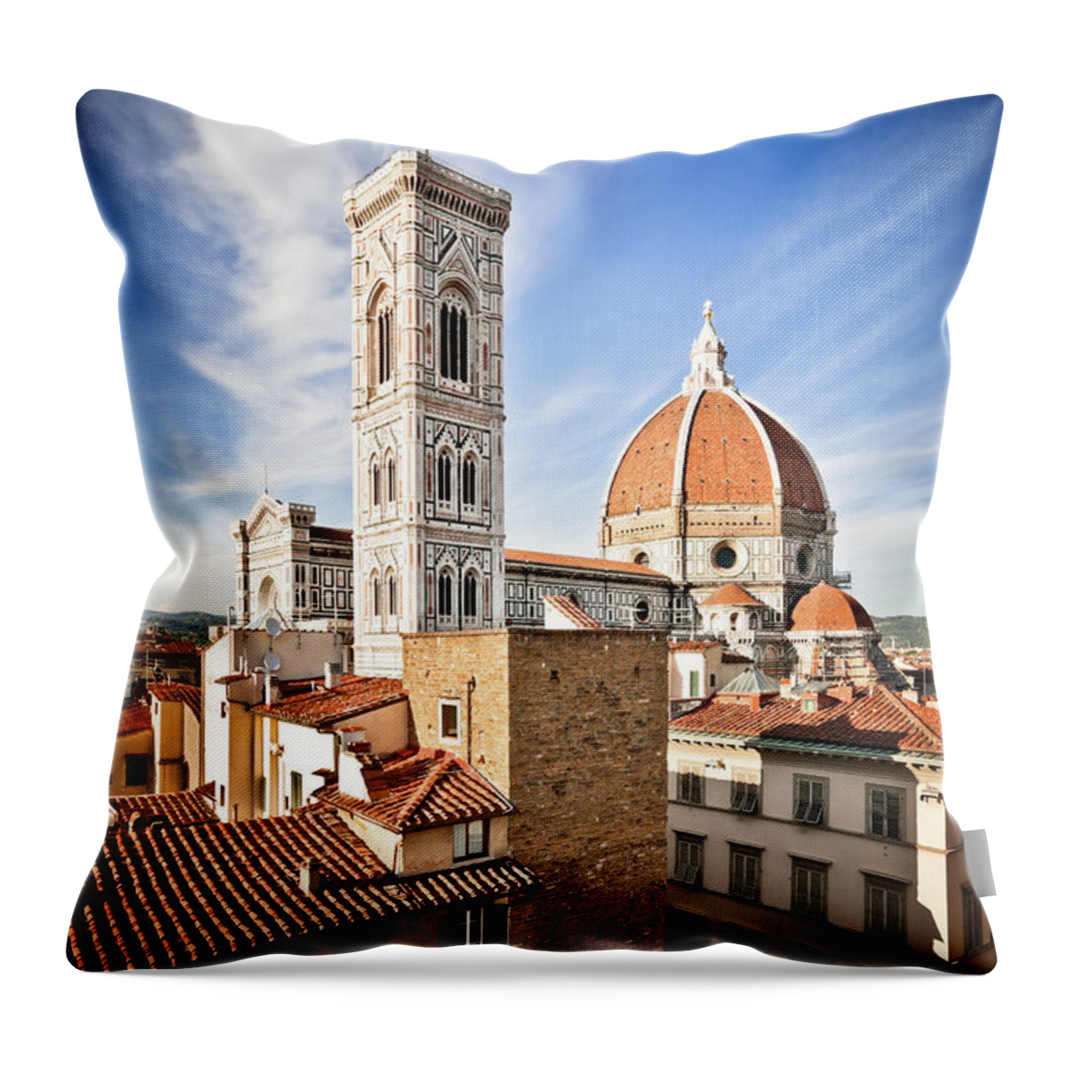 Campanile Throw Pillow featuring the photograph Florence Dome Above The City, Italian by Giorgiomagini