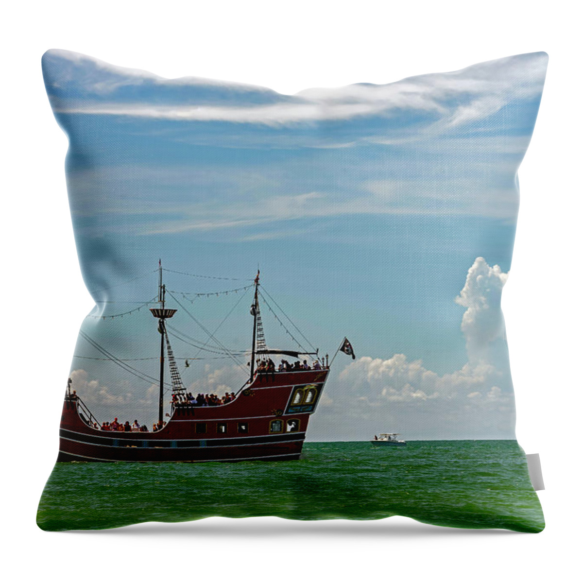 Estock Throw Pillow featuring the digital art Florida, Clearwater, Captain Memo's Pirate Cruise by Gabriel Jaime Jimenez