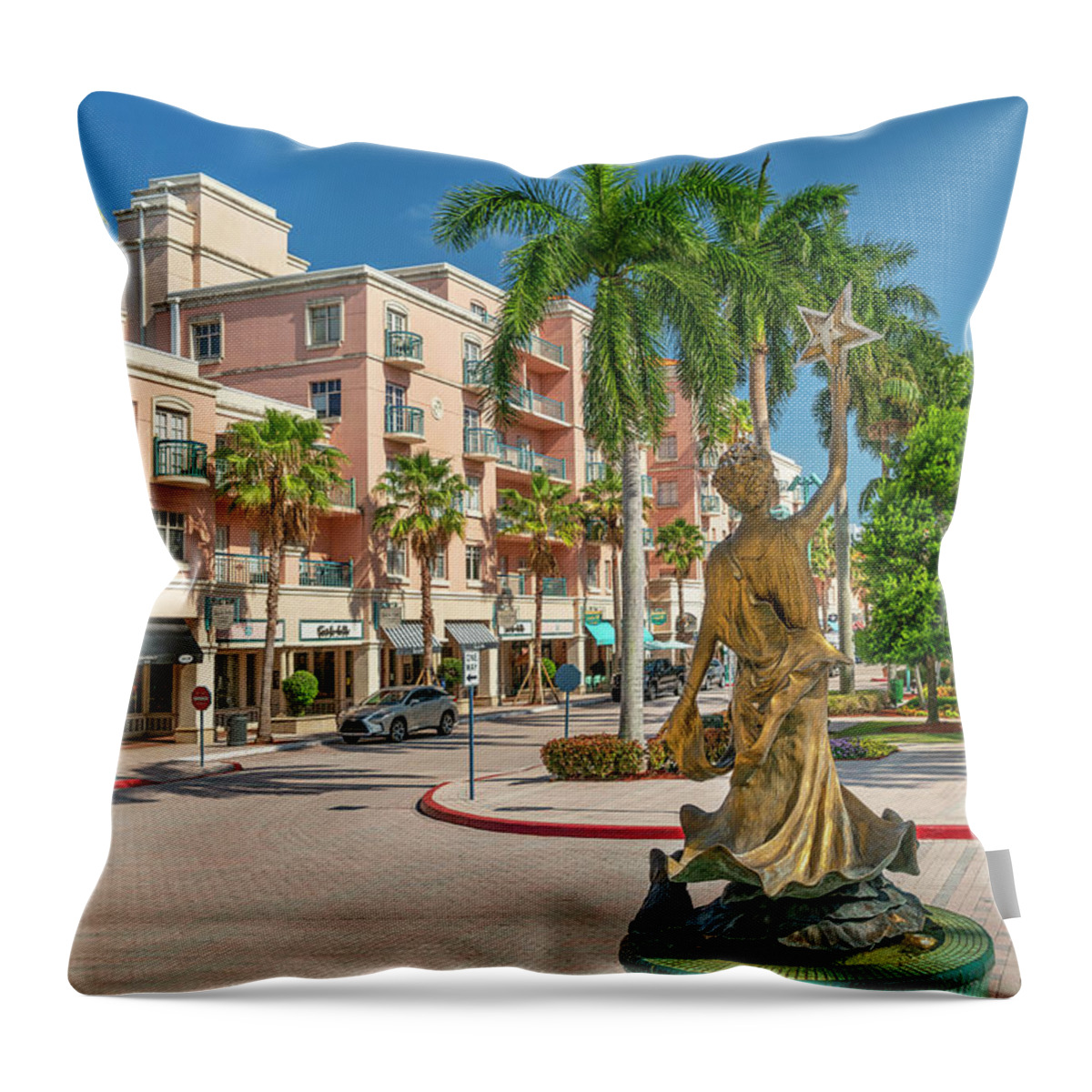 Estock Throw Pillow featuring the digital art Florida, South Florida, Boca Raton, Mizner Park by Laura Zeid