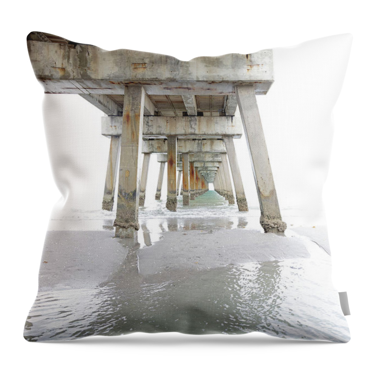Estock Throw Pillow featuring the digital art Florida, South Florida, Juno Beach Pier by Laura Diez