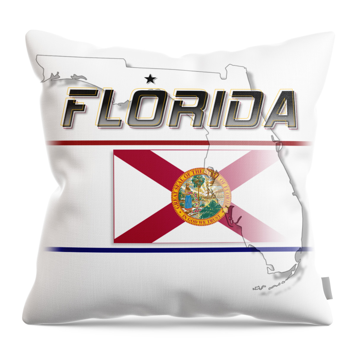 Florida Throw Pillow featuring the digital art Florida State Horizontal Print by Rick Bartrand