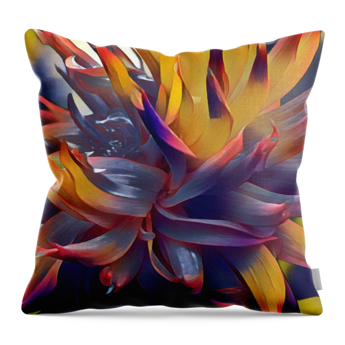 Floral Throw Pillow featuring the mixed media Flower Power by Susan Rydberg