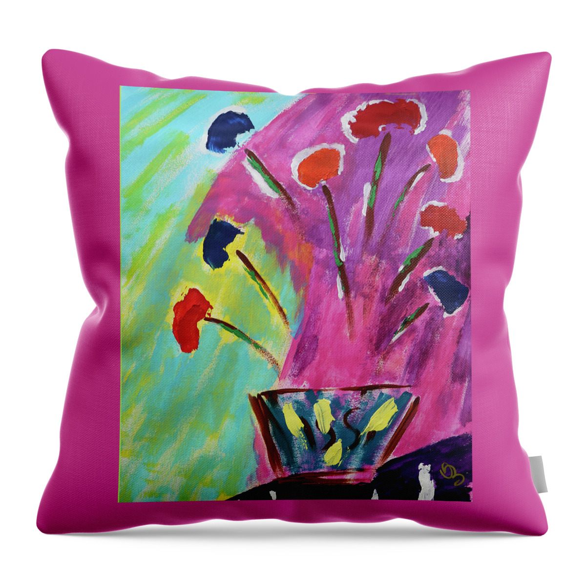 Flowers Throw Pillow featuring the painting Flowers Gone Wild by Deborah Boyd