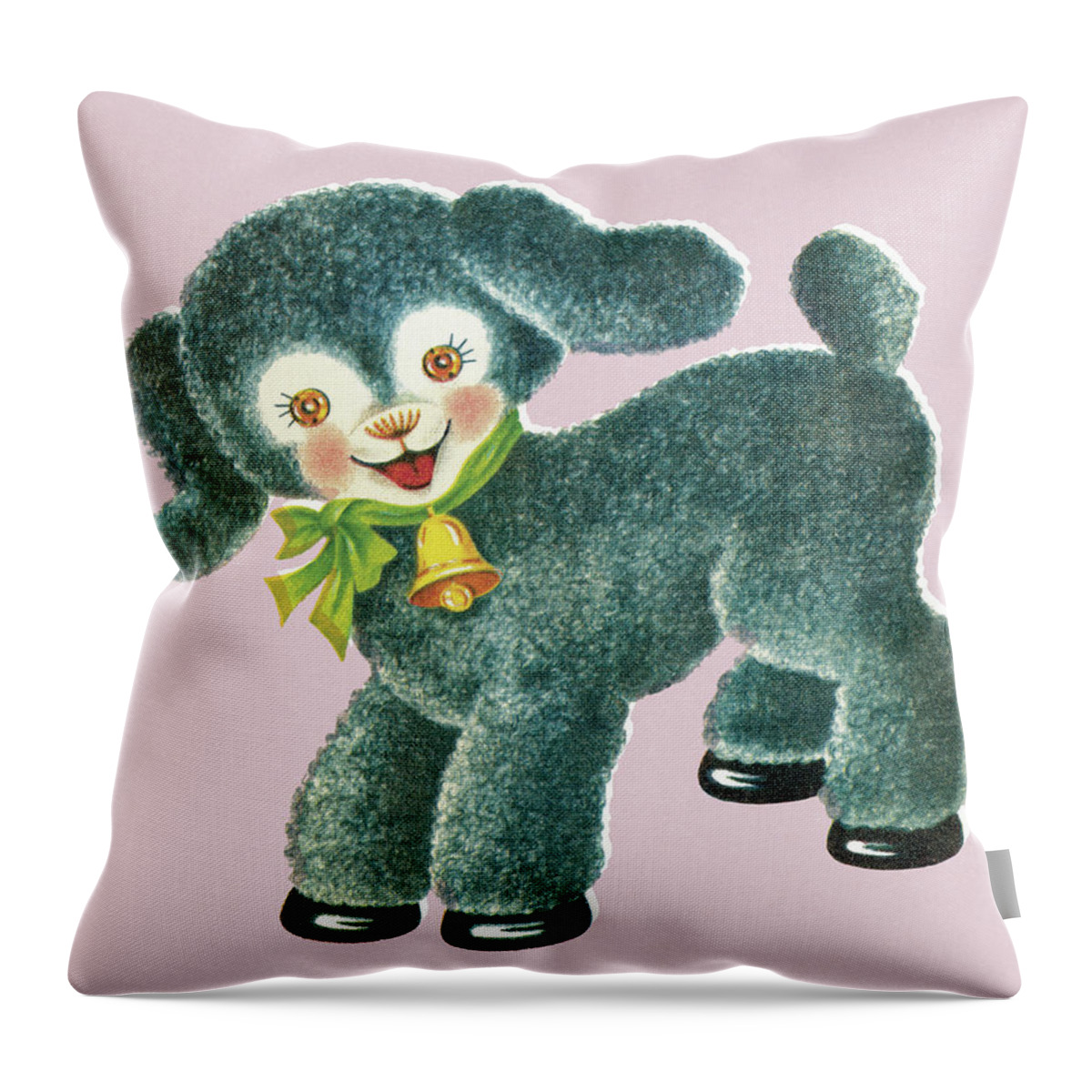 Animal Throw Pillow featuring the drawing Fluffy Black Lamb by CSA Images