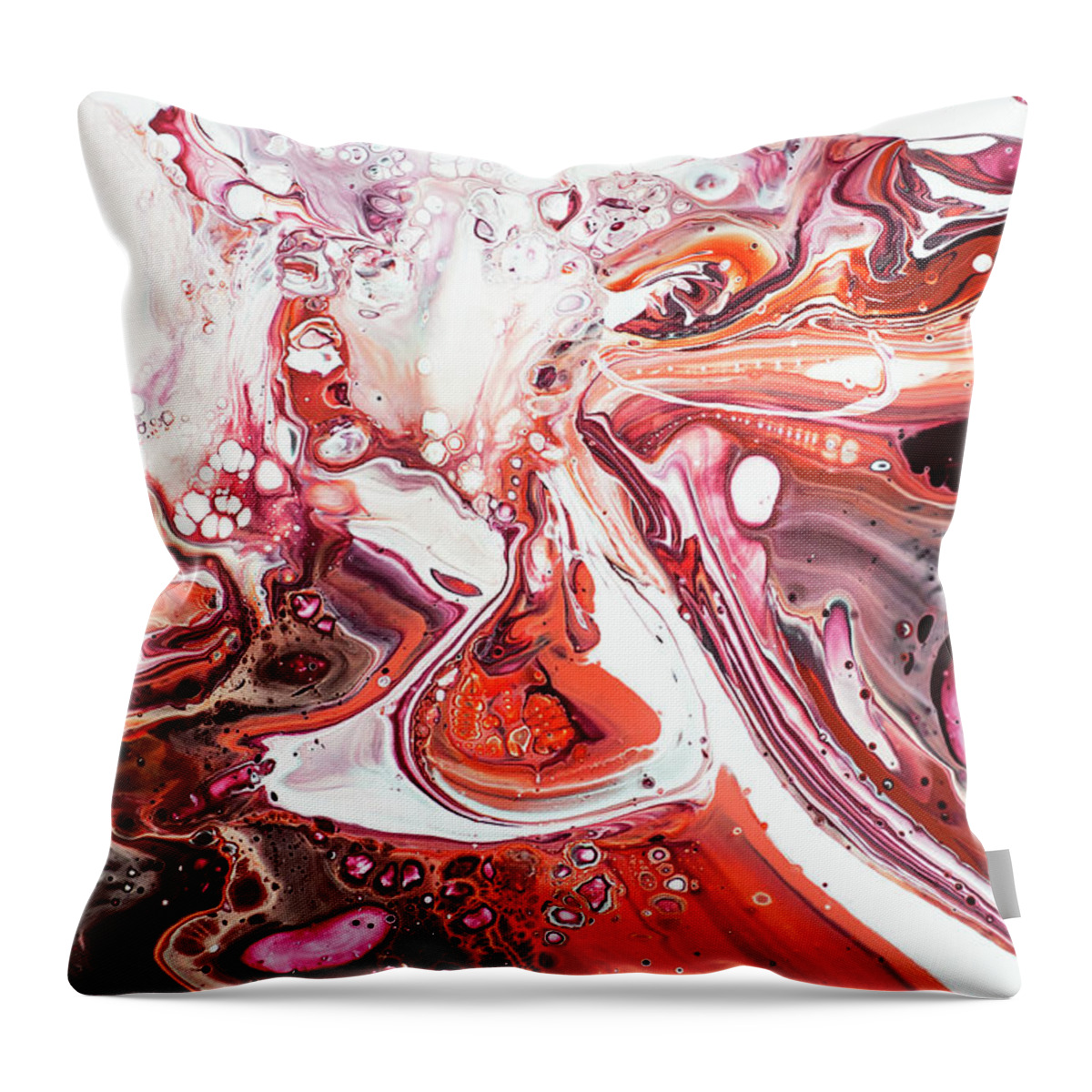 Jenny Rainbow Fine Art Throw Pillow featuring the painting Fluid Acrylic Abstract. Unknown Taste 8 by Jenny Rainbow