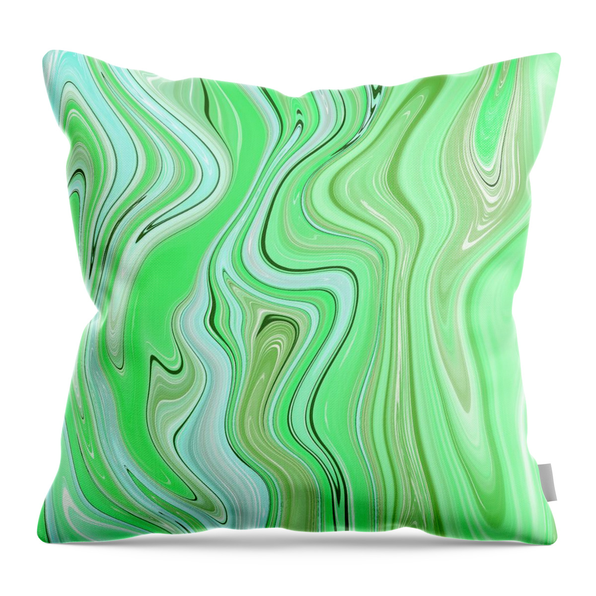Fluid Painting Throw Pillow featuring the painting Fluid Painting Wave Pattern Green by Patricia Piotrak