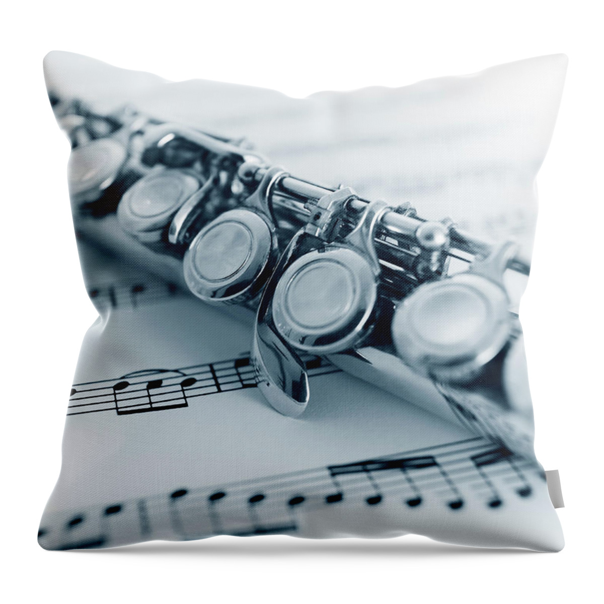 Sheet Music Throw Pillow featuring the photograph Flute by Adam Gault