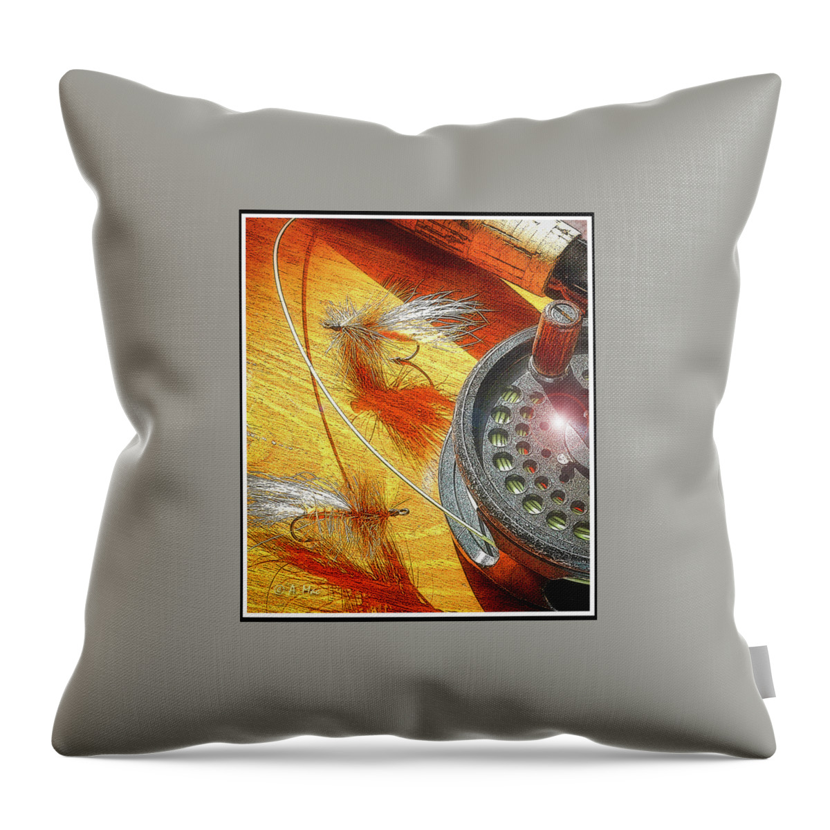 Fishing Throw Pillow featuring the photograph Fly Fisherman's Table, Digital Art by A Macarthur Gurmankin