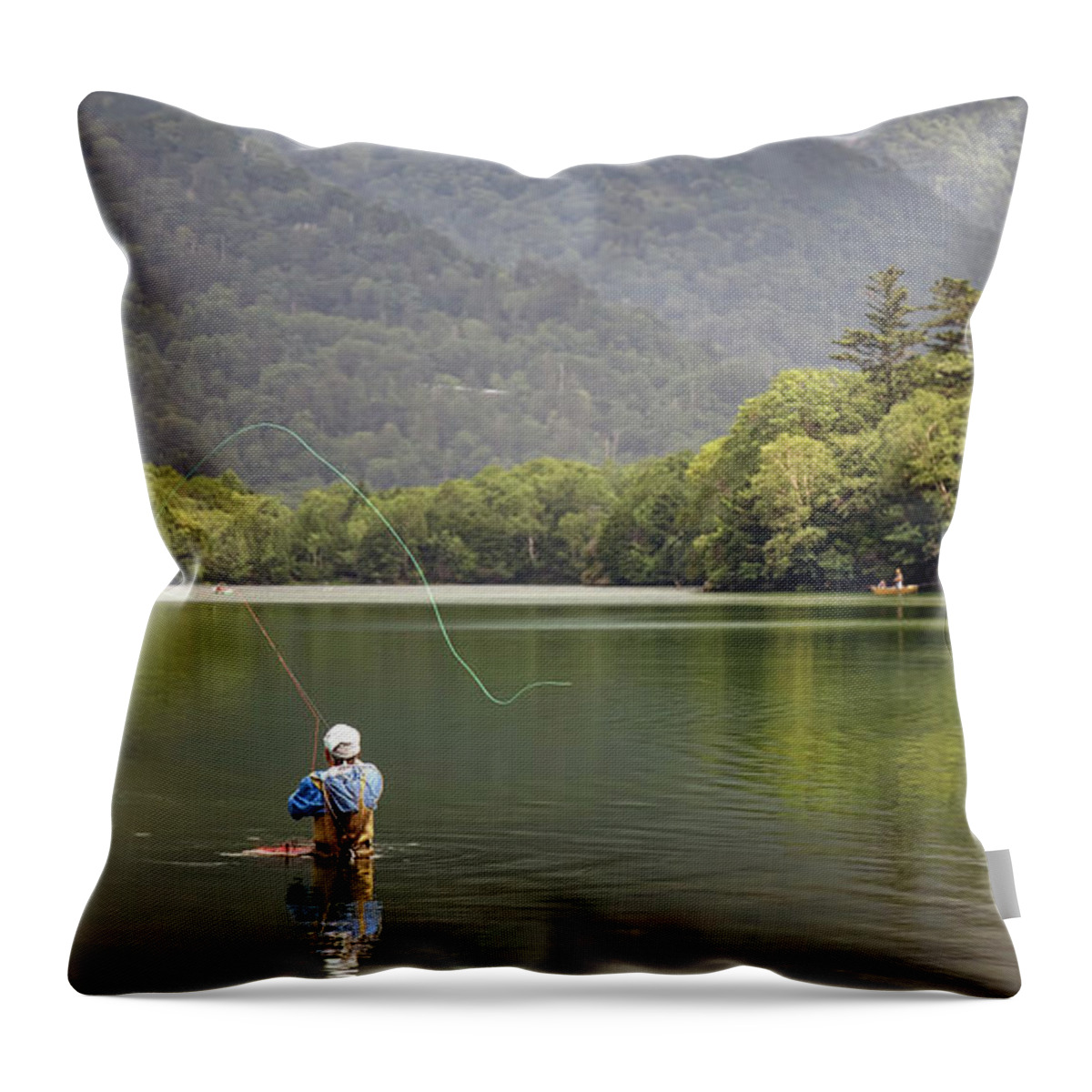 Asia Throw Pillow featuring the photograph Fly Fishing by Bill Chizek