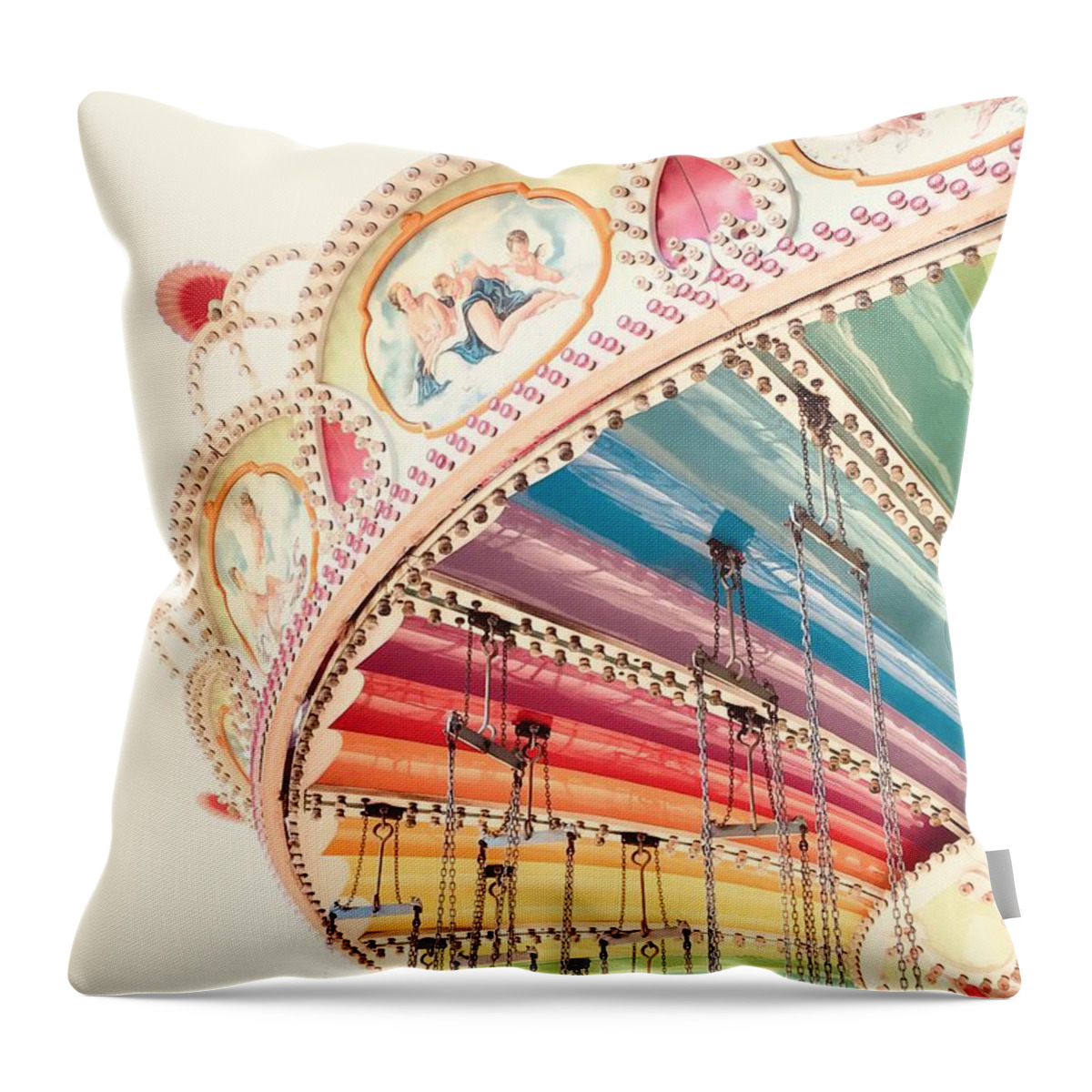 Flying Carousel Throw Pillow featuring the photograph Flying Carousel 1 - Six Flags America by Marianna Mills