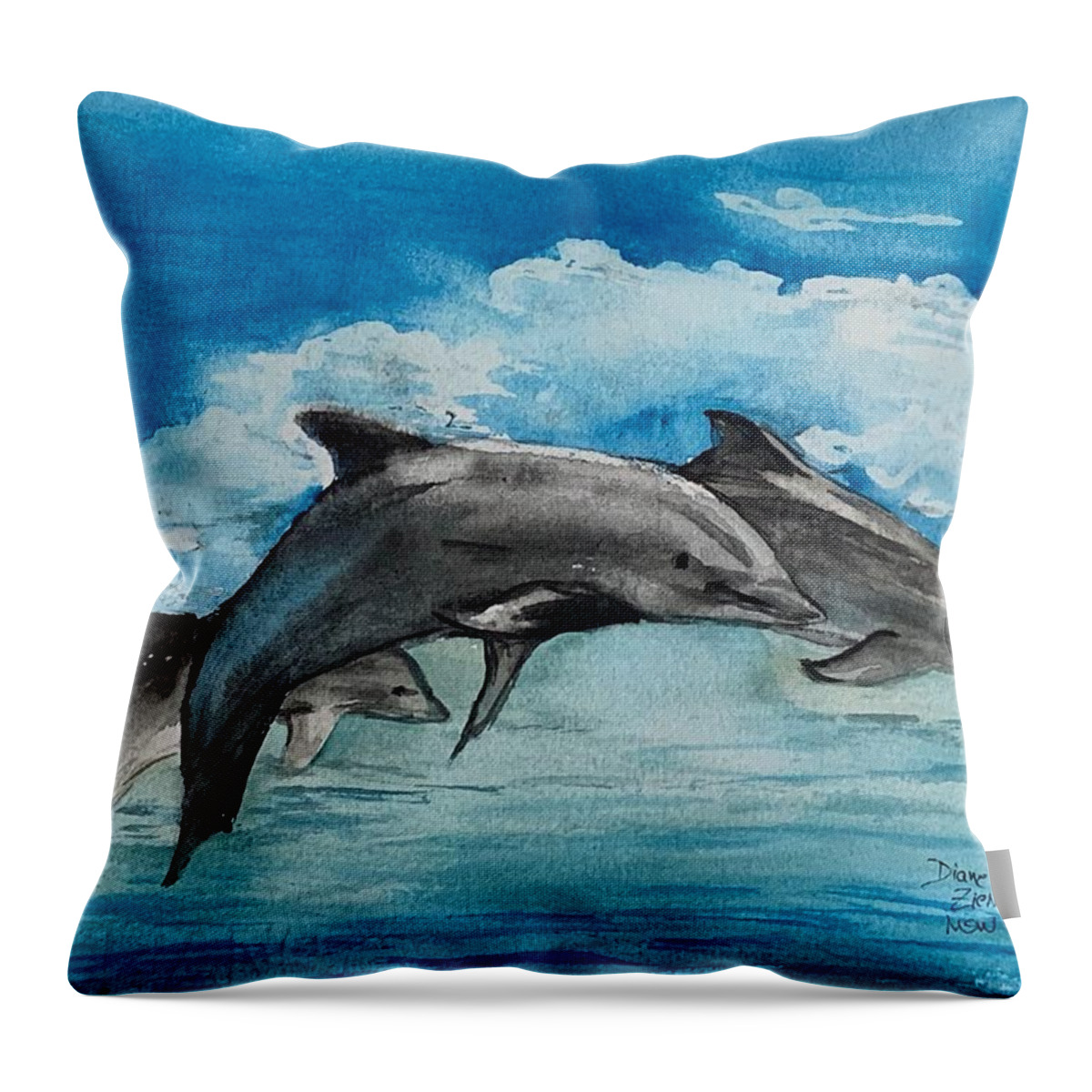  Throw Pillow featuring the painting Flying by Diane Ziemski