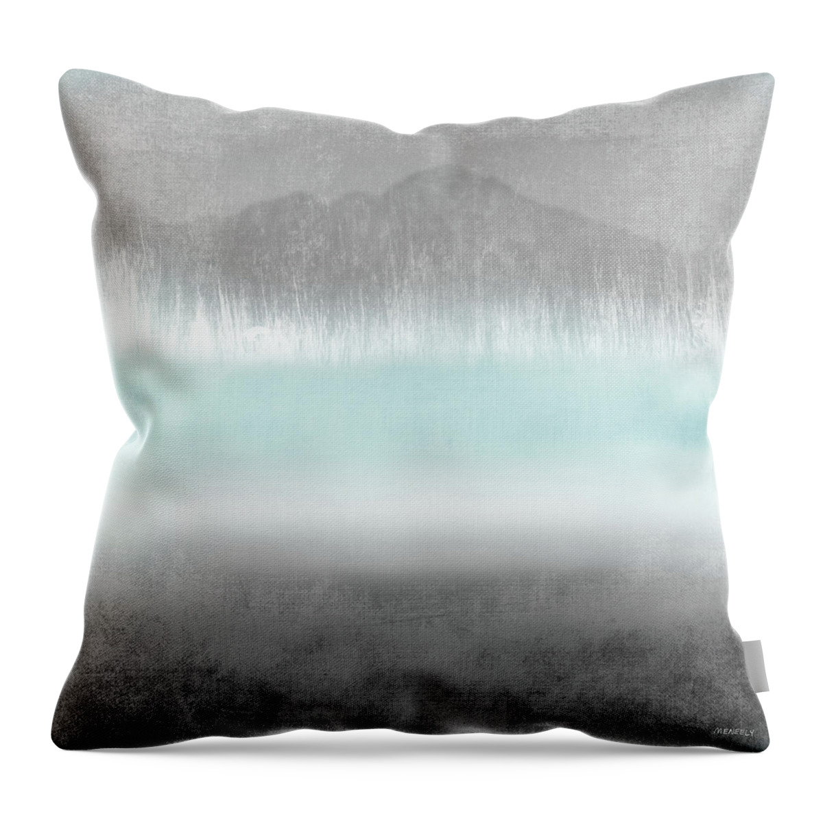Foggy Throw Pillow featuring the painting Foggy Loon Lake II by Dan Meneely