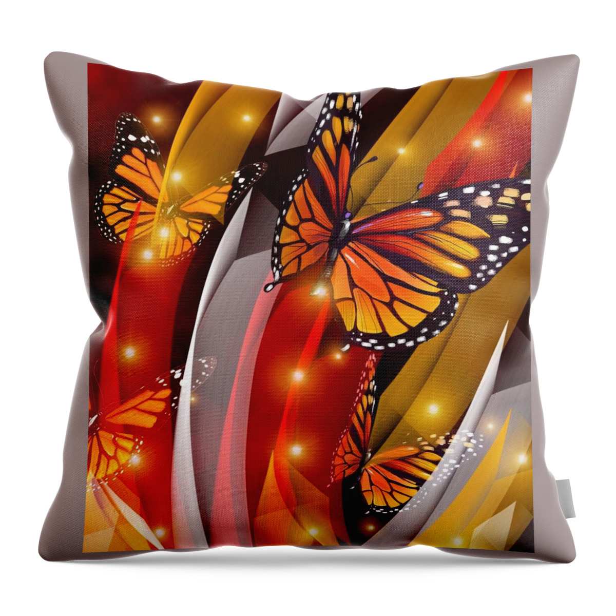 Insects Butterflies Nature Throw Pillow featuring the digital art Follow the lights by Gayle Price Thomas
