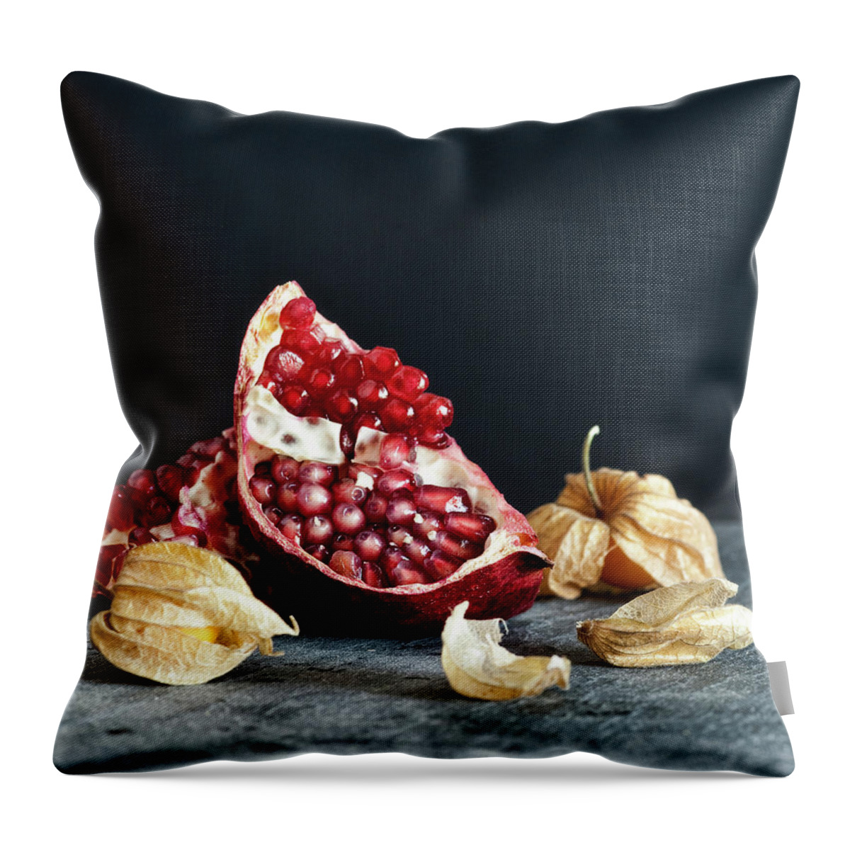 Black Background Throw Pillow featuring the photograph Food Still Life by Carlo A