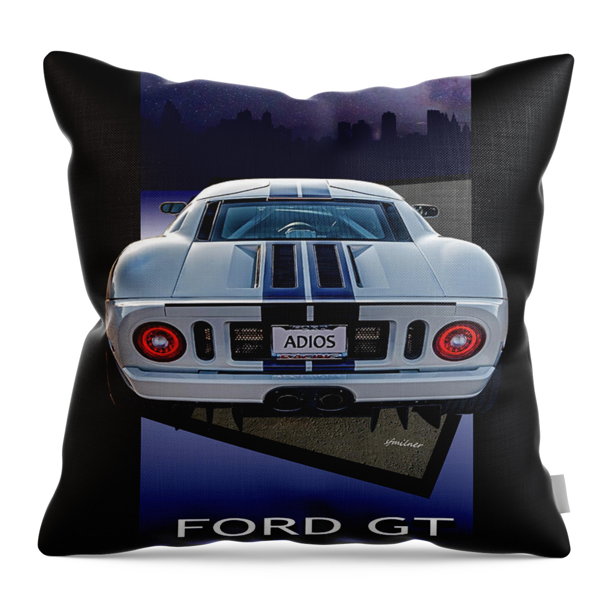 Ford Gt Throw Pillow featuring the photograph Ford GT - Into The City by Steven Milner