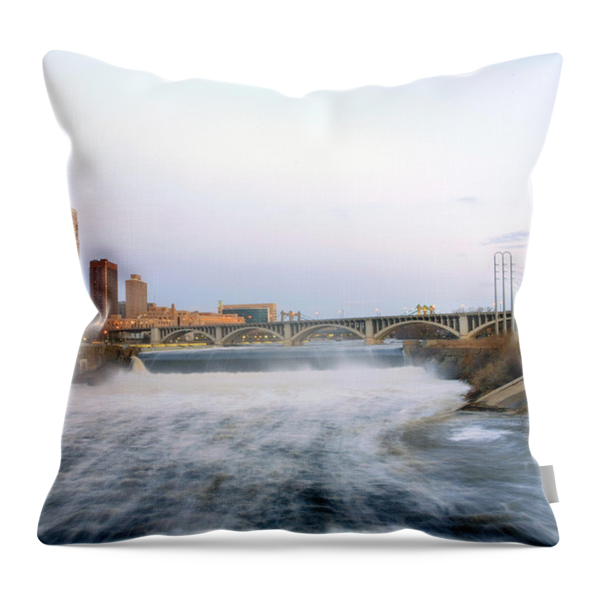 Built Structure Throw Pillow featuring the photograph Ford Lock And Dam In Minneapolis by Bryant Scannell