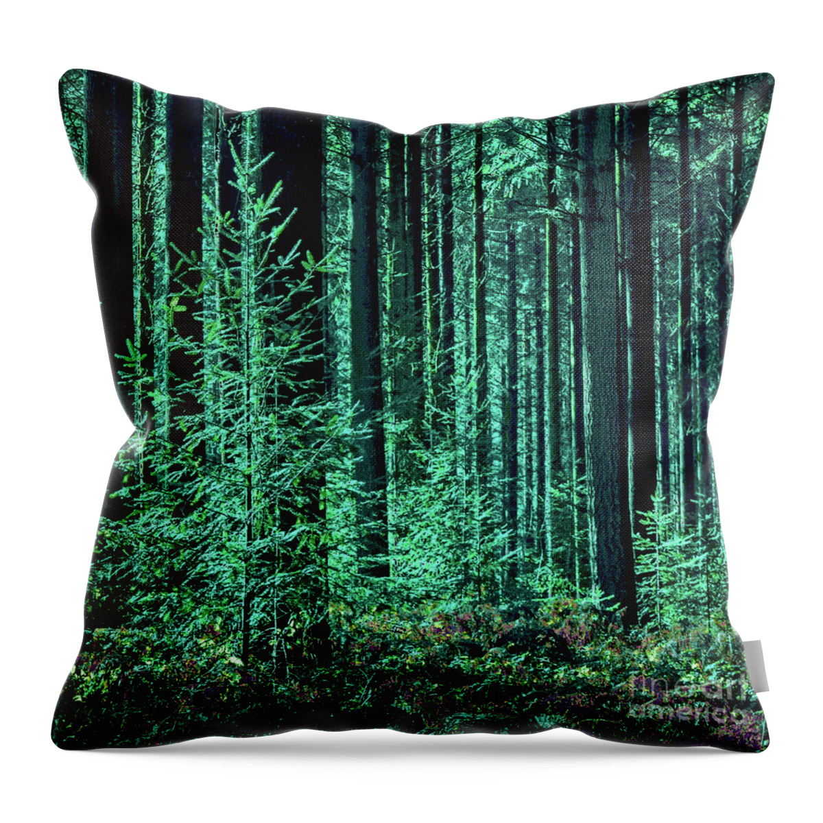 Forest Throw Pillow featuring the digital art Forest Emerald by Corinne Carroll
