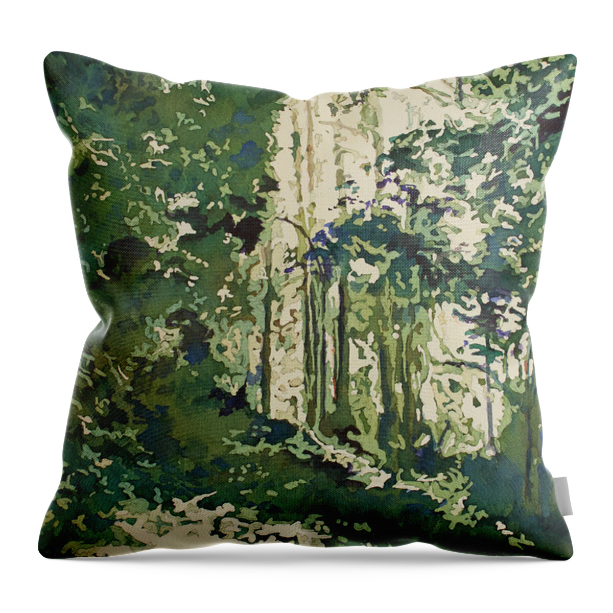 Forest Throw Pillow featuring the painting Forest Window by Jenny Armitage