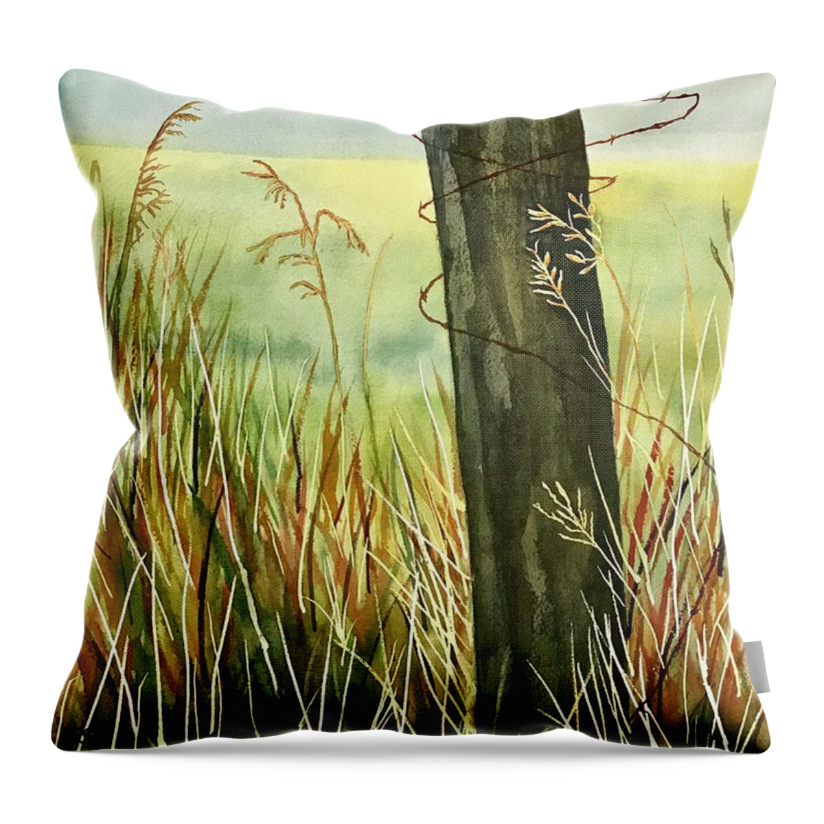 Fence Throw Pillow featuring the painting Forgotten by Beth Fontenot