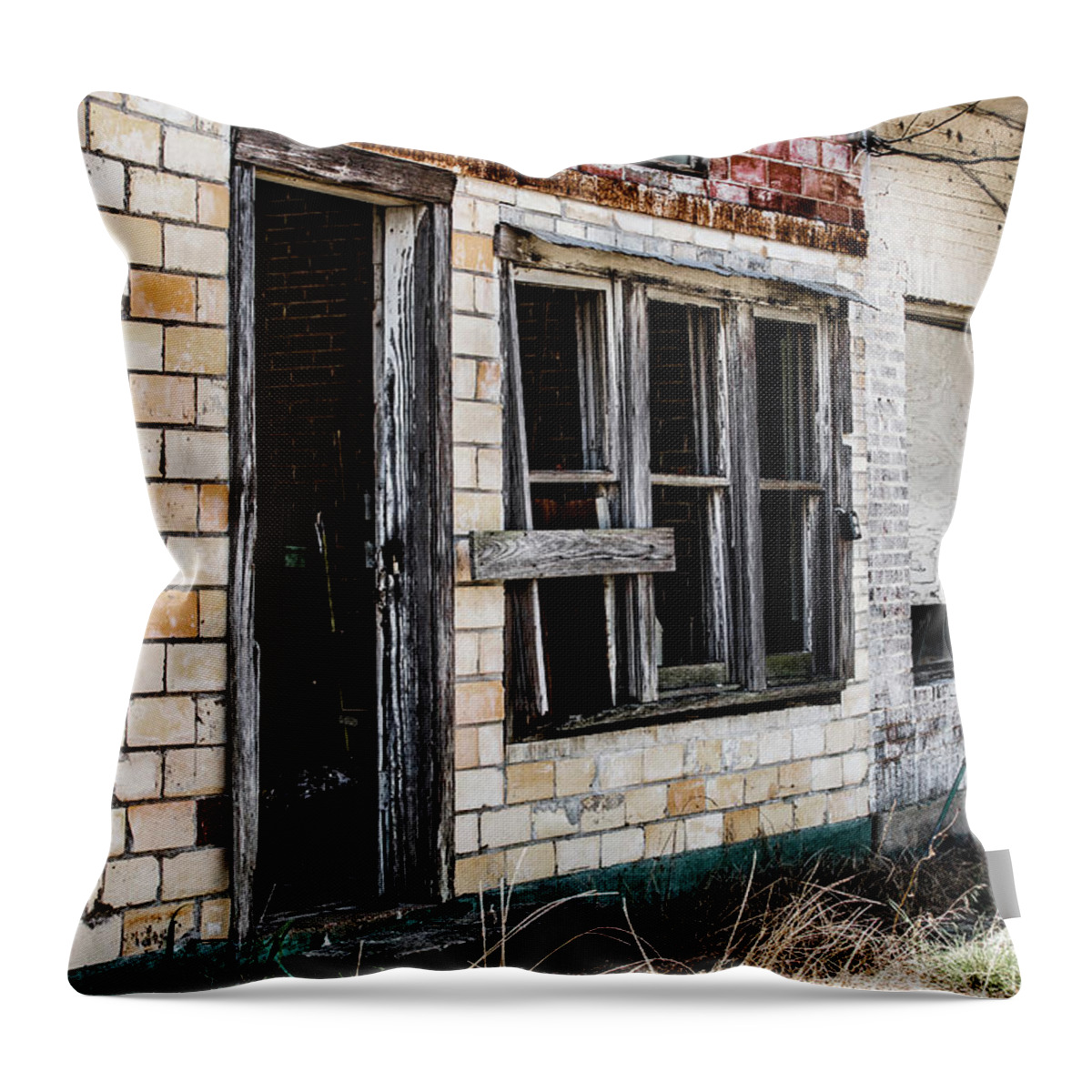 Photo Throw Pillow featuring the photograph Forgotten store by Jason Hughes