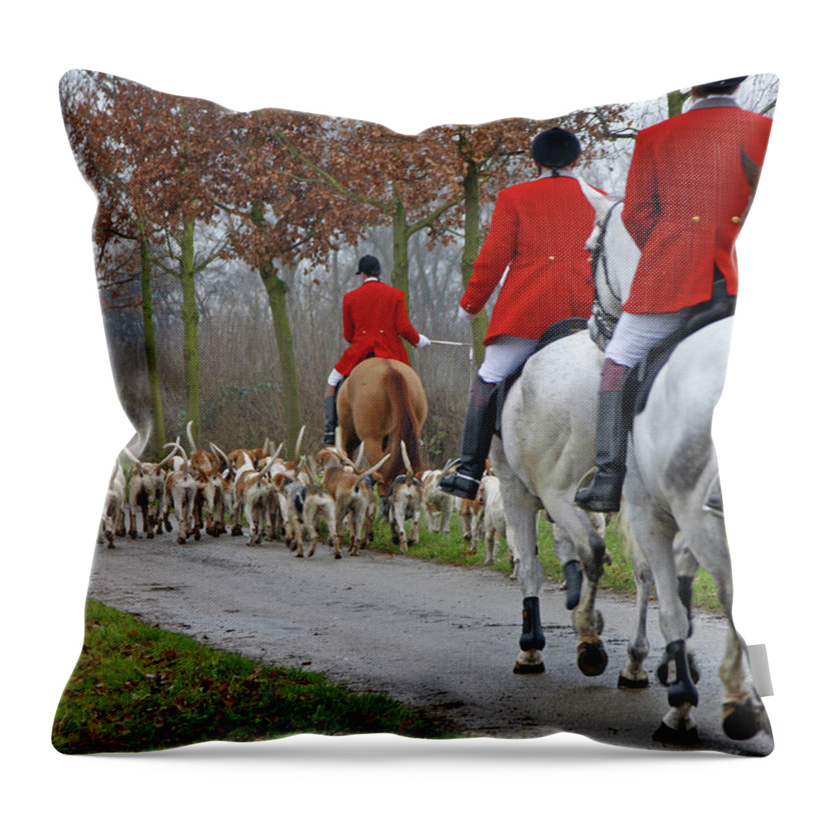 Horse Throw Pillow featuring the photograph Fox Hunt 1 by Lya cattel