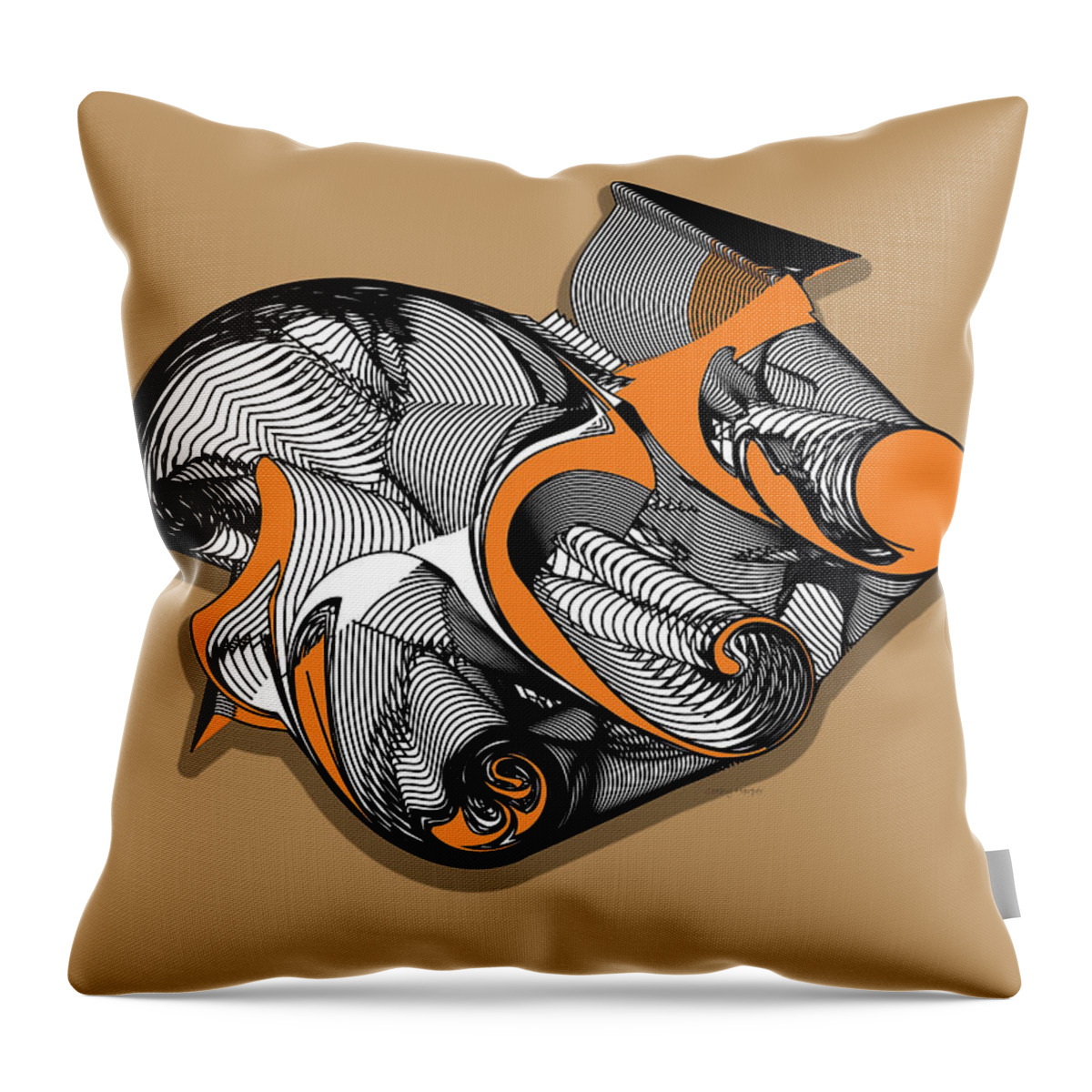 Fractal Throw Pillow featuring the digital art Fractal art with Shadow by Cathy Harper