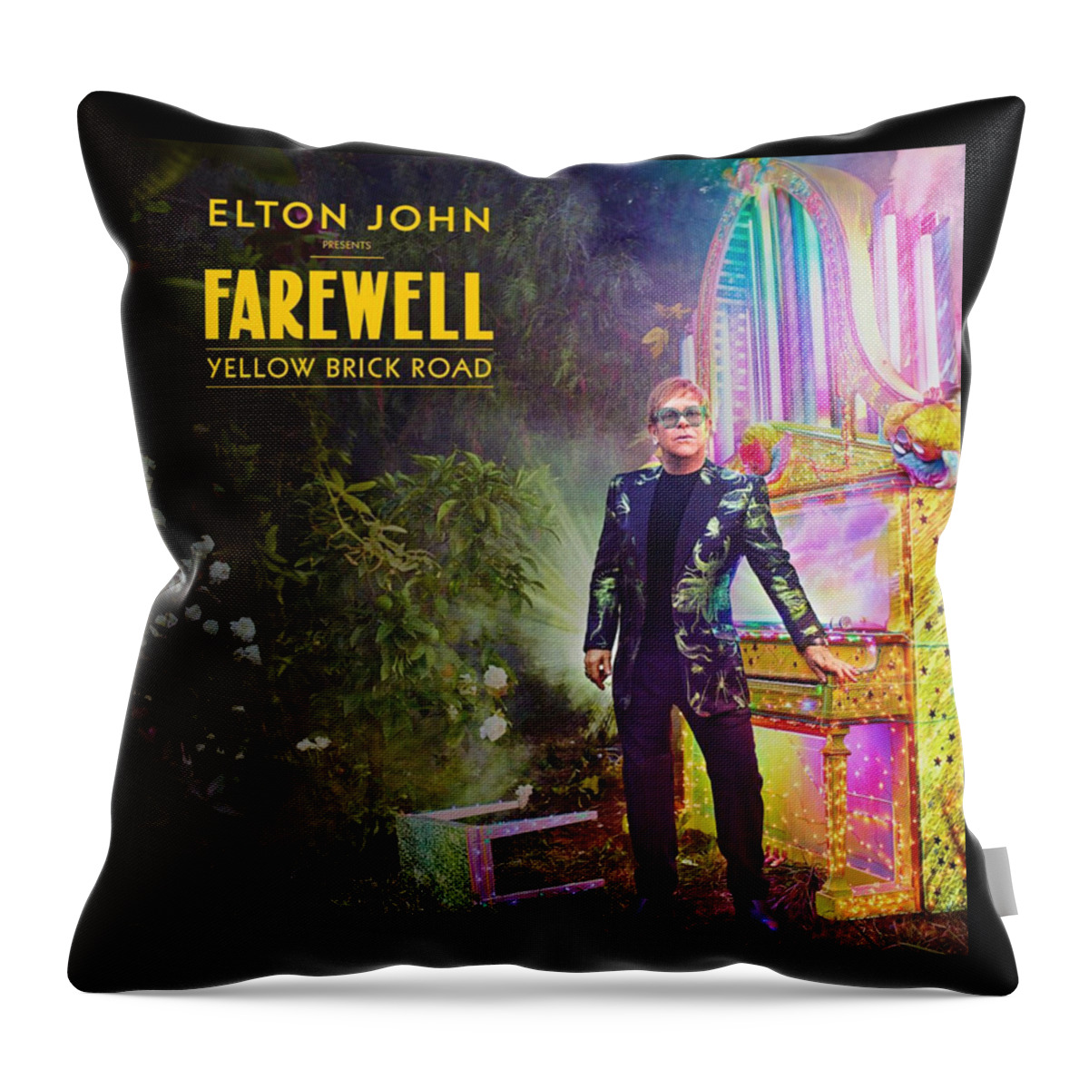 Frame Throw Pillow featuring the digital art Frame Print Elton John Farewell Yellow Brick Road 2019 Iy01 by Indah Yose