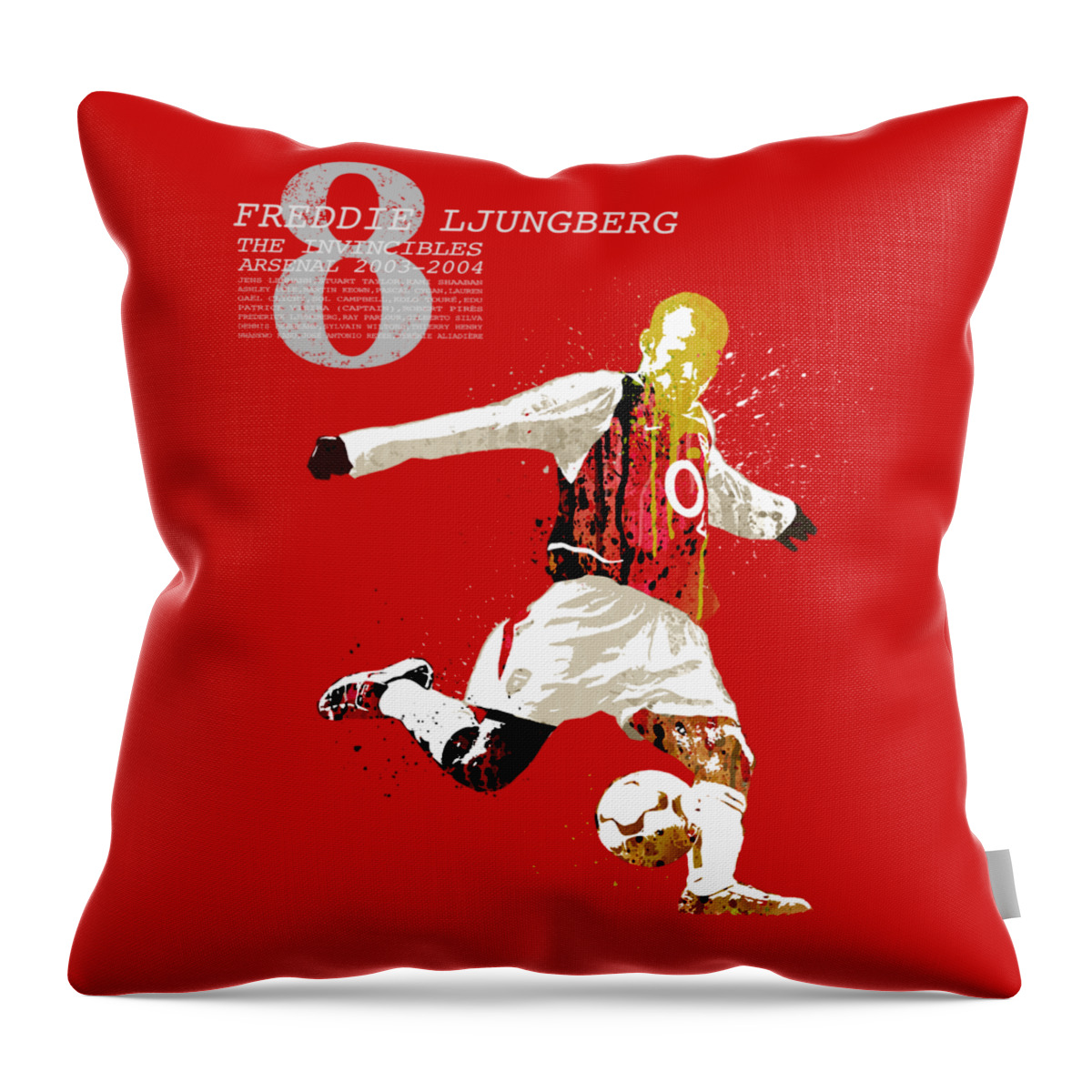 World Cup Throw Pillow featuring the painting Freddie Ljungberg - The invincibles by Art Popop