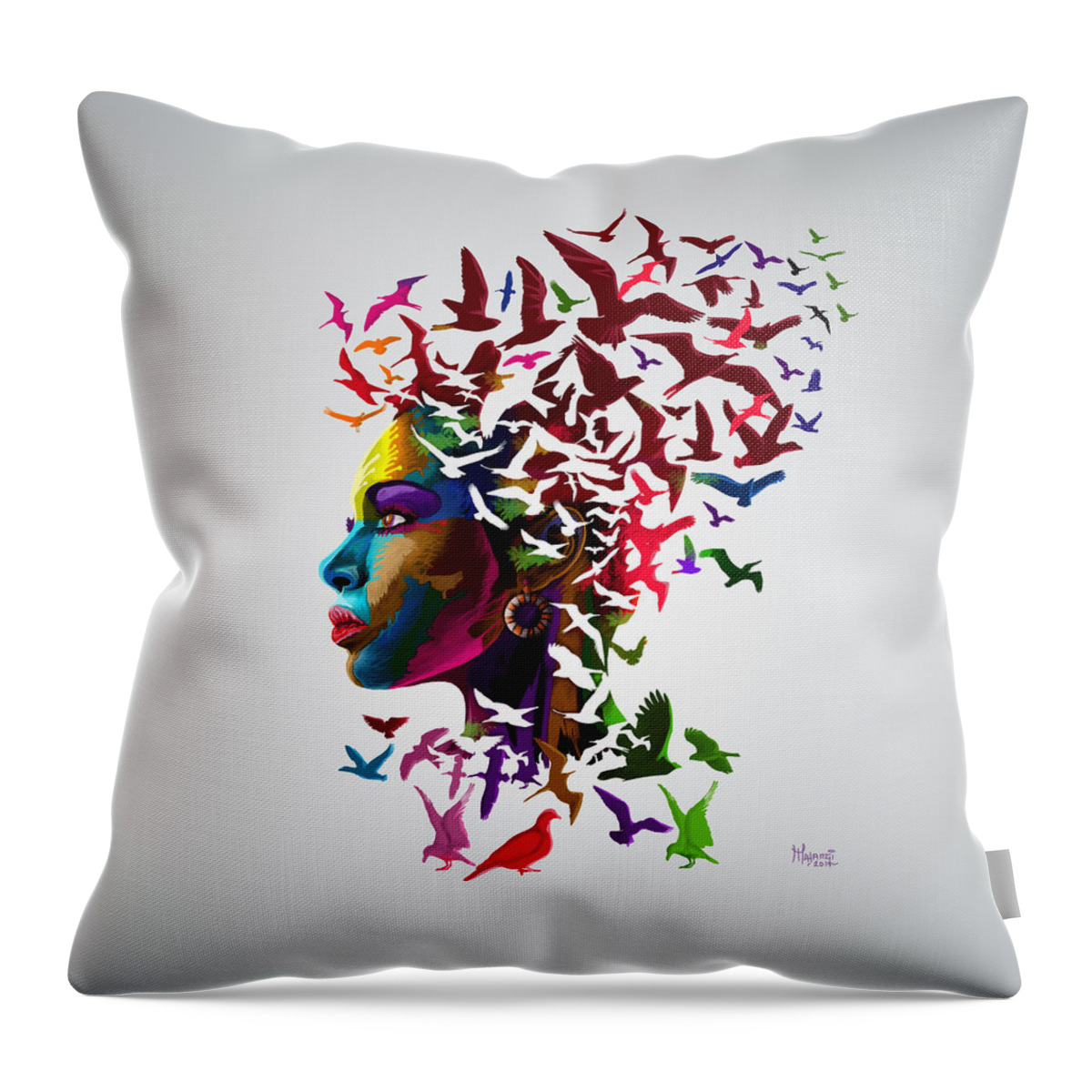 Love Throw Pillow featuring the painting Free Thinker by Anthony Mwangi