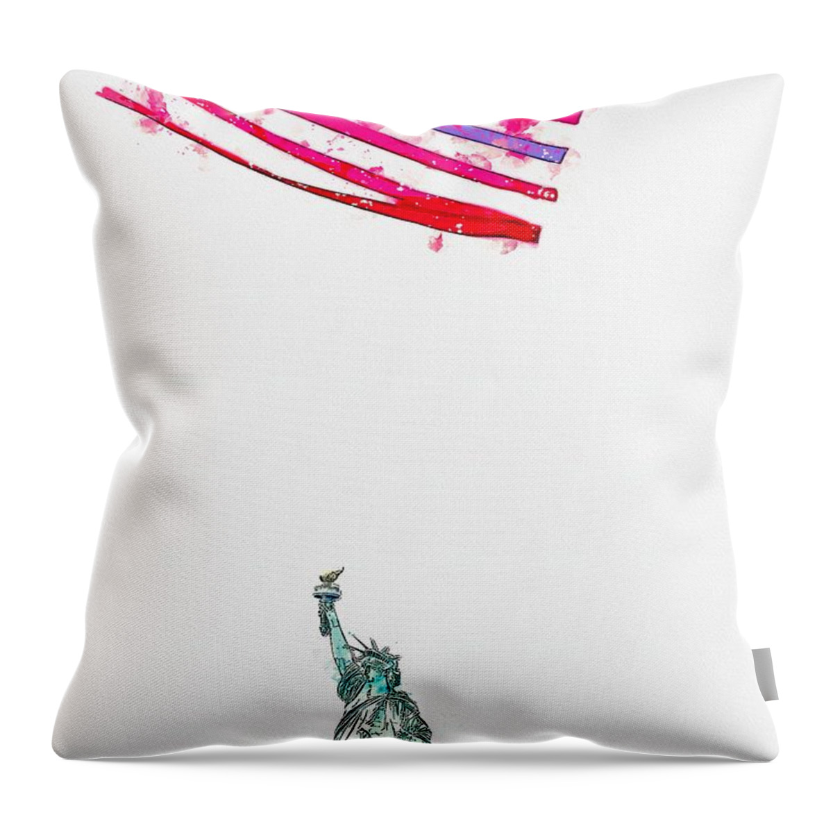 Freedom Throw Pillow featuring the painting freedom colors - watercolor by Adam Asar by Celestial Images
