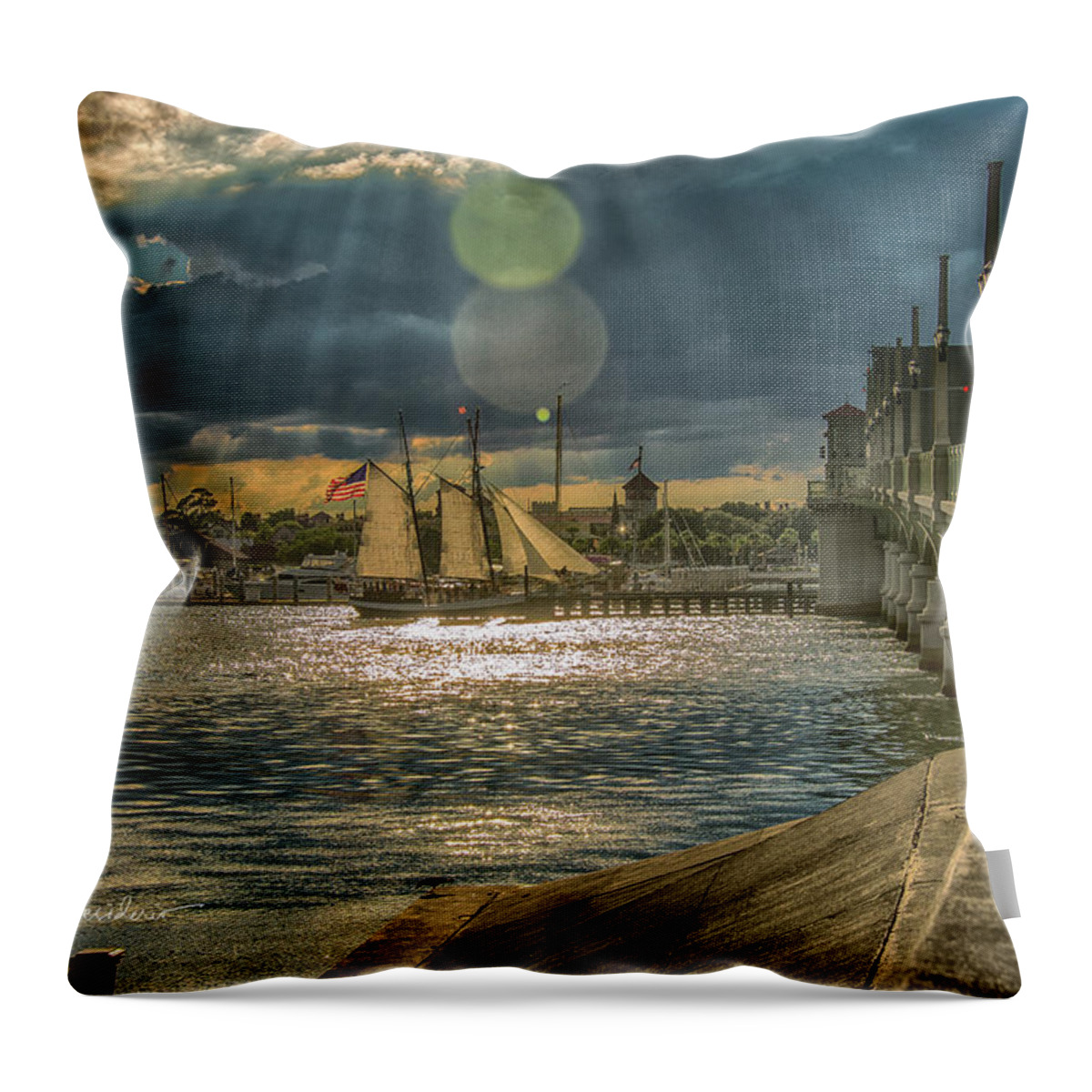 Sail Throw Pillow featuring the photograph Freedom Sunset Sail by Joseph Desiderio