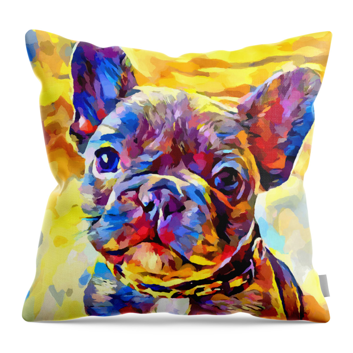 Dog Throw Pillow featuring the painting French Bulldog 7 by Chris Butler