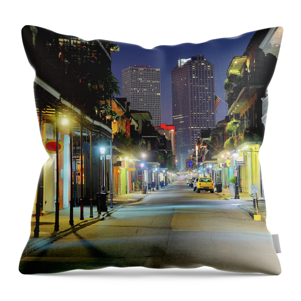 Nightclub Throw Pillow featuring the photograph French Quarter by Denistangneyjr