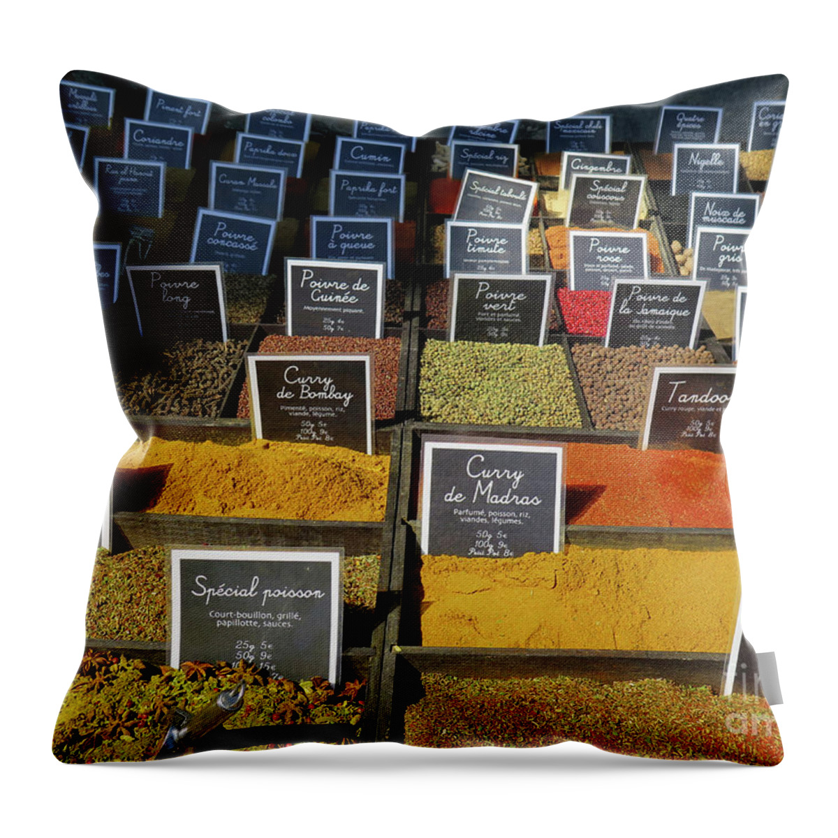 Eze France Throw Pillow featuring the photograph French Spice Market by Terri Brewster