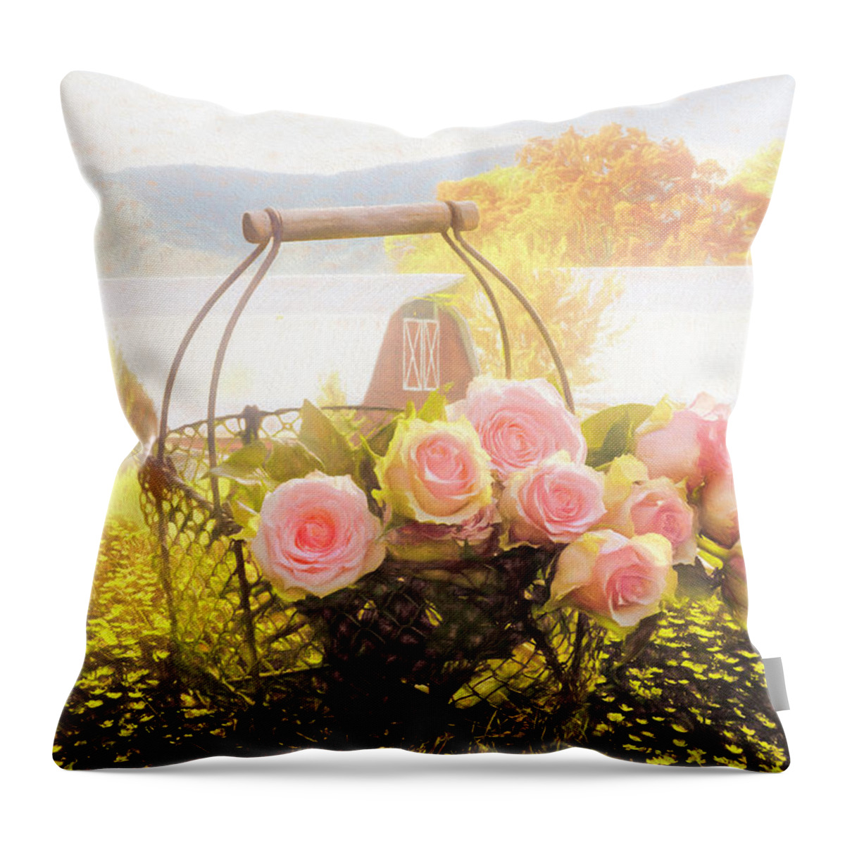 Appalachia Throw Pillow featuring the photograph Fresh From the Farm Morning Softness by Debra and Dave Vanderlaan