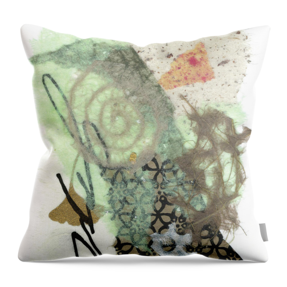 Collage Throw Pillow featuring the mixed media Fresh Pressed #12 by Christine Chin-Fook